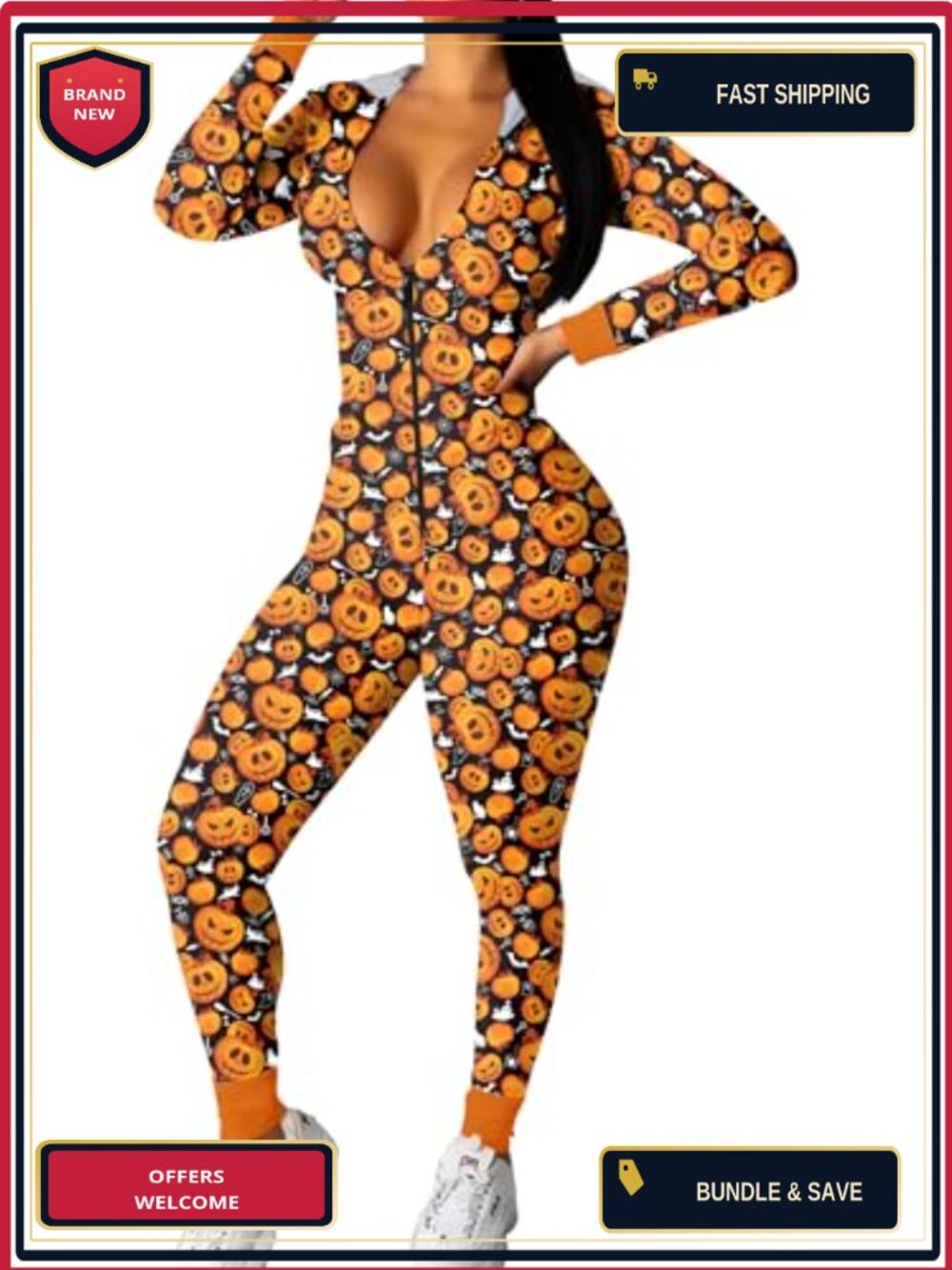 Ekouaer Women Sexy Onesie Pajama One-Piece Jumpsuit Fleece Lined V-Neck